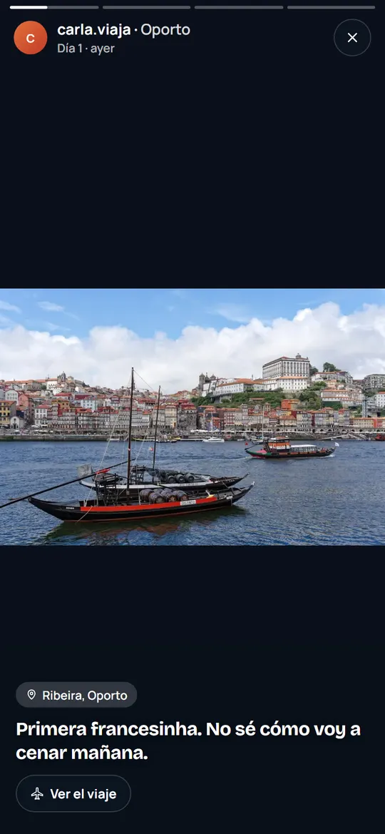 Pantalla de UVEI: una historia del diario de viaje de Carla en Oporto
